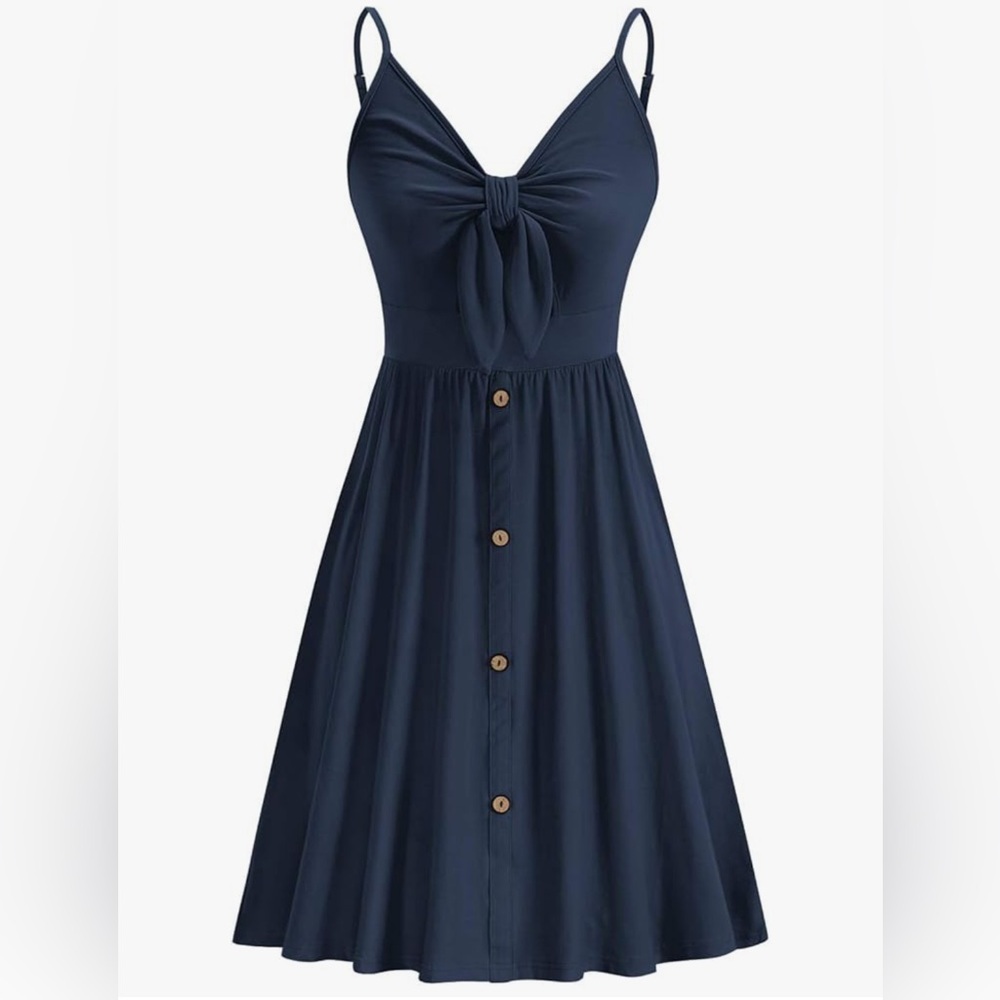 Navy Blue Spaghetti Strap Dress